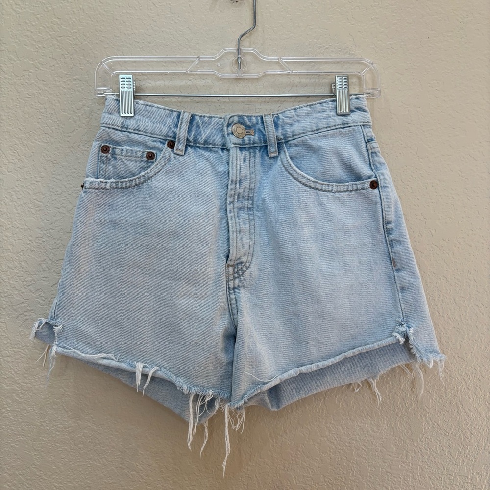 Zara Ripped Cut Off Denim Shorts Light Blue Size 4